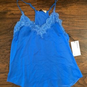 NWT Bailey 44 Royal Cobalt Blue Camille Silky Lace Tank Top Shirt Small S